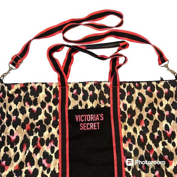 Victorias Secret Womens Large Bag Travel Weekend Leopard Cheetah Animal Print - Picture 7 of 16